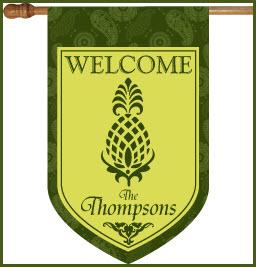Pineapple and Green Paisley Monogrammed Flag Welcome Pinapple and Green Paisley Flag Home & Garden > Decor > Flags & Windsocks