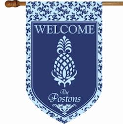 Monogrammed Welcome Pineapple and Blue Flag Welcome Pineapple Blue Flag Home & Garden > Decor > Flags & Windsocks