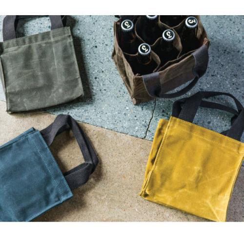 Monogrammed Waxed Canvas Beer Bottle Carrier  Apparel & Accessories > Handbags > Tote Handbags