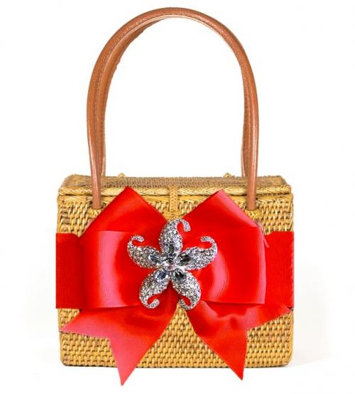 Lisi Lerch Emory Basket with Bow and Rhinstone Adornmnet  Apparel & Accessories > Handbags > Clutches & Special Occasion Bags