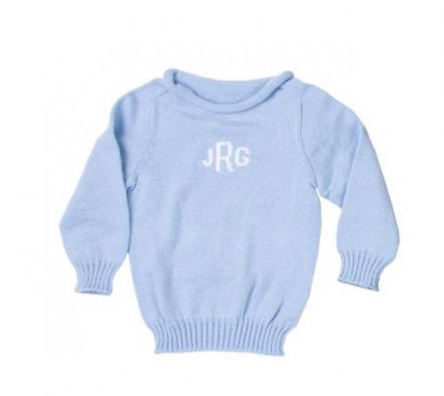 Monogrammed Hand Knit Baby Sweater Up to 4T  Apparel & Accessories > Clothing > Baby & Toddler Clothing > Baby & Toddler Tops