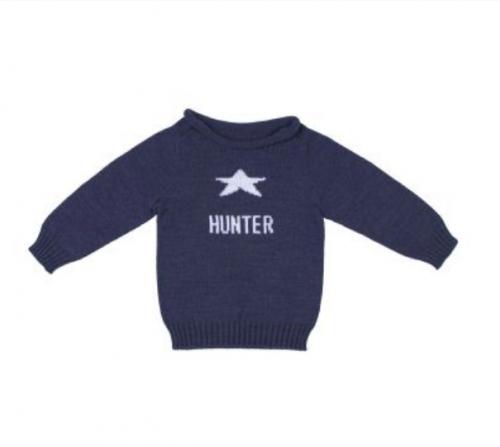 Personalized Kids Hand Knit Star Sweater  Apparel & Accessories > Clothing > Baby & Toddler Clothing > Baby & Toddler Tops