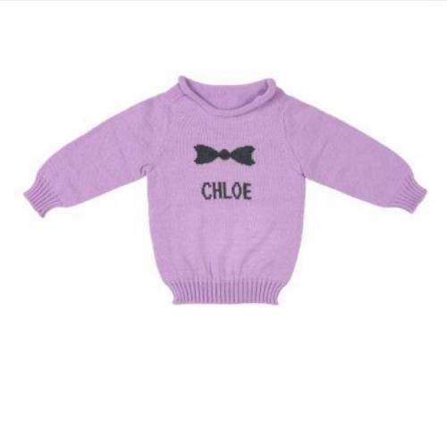 Persoanlized Hand Knit Bow Sweaters for Children  Apparel & Accessories > Clothing > Baby & Toddler Clothing > Baby & Toddler Tops