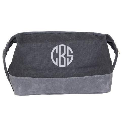 Personalized Waxed Dopp Kit in Black  Luggage & Bags > Toiletry Bags