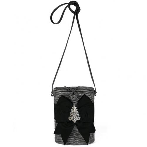 Lisi Lerch Julie Black Holiday Bow and Rhinestone Adornment  Apparel & Accessories > Handbags > Shoulder Bags