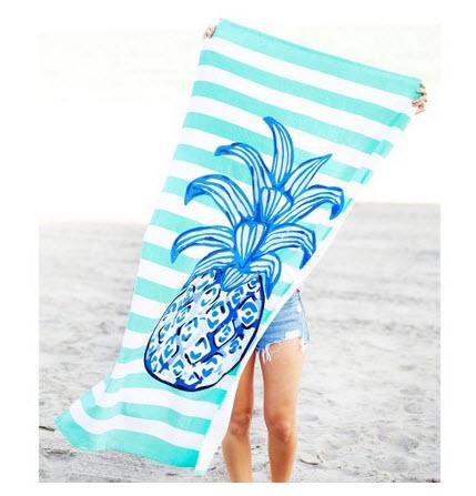 Personalized Pineapple Stripe Beach Towel  Home & Garden > Linens & Bedding > Towels > Beach Towels