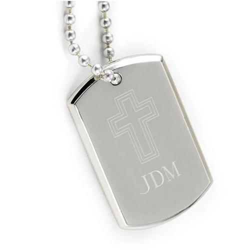 Monogrammed Cross Dog Tag Small Monogrammed Cross Dog Tag Small Apparel & Accessories > Jewelry > Necklaces
