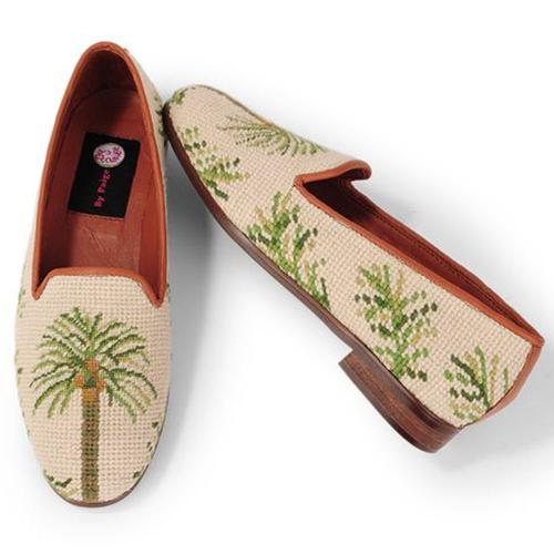 Needlepoint Traditional Palm on Sand Ladies Loafers By Paige  Apparel & Accessories > Shoes > Loafers