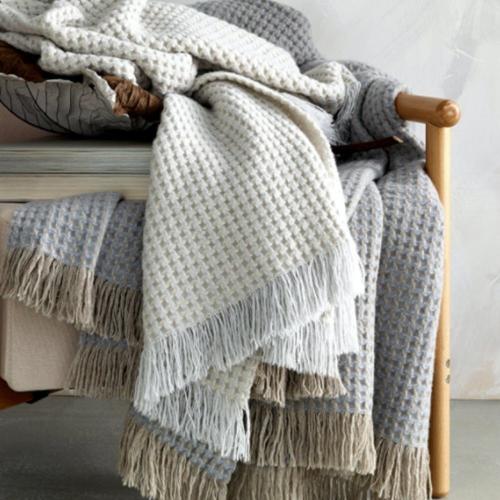 Matouk Cleo Basketweave Cashmere Throw Monogrammed  Home & Garden > Linens & Bedding > Bedding > Blankets > Throws