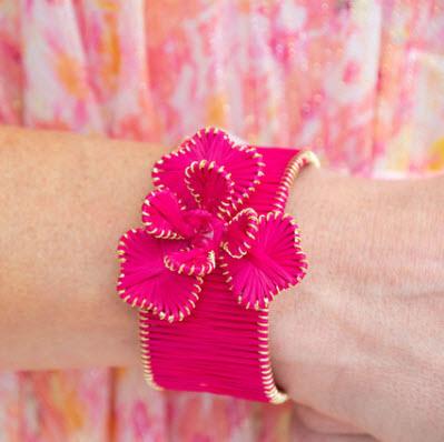 Lisi Lerch Kaia Raffia Flower Cuff Hot Pink Lisi Lerch Kaia Raffia Flower Cuff Hot Pink Apparel & Accessories > Jewelry > Bracelets
