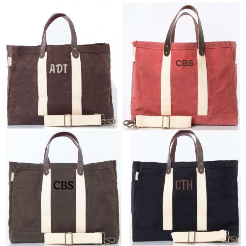 Monogrammed Waxed Canvas Commute Tote  Apparel & Accessories > Handbags > Tote Handbags