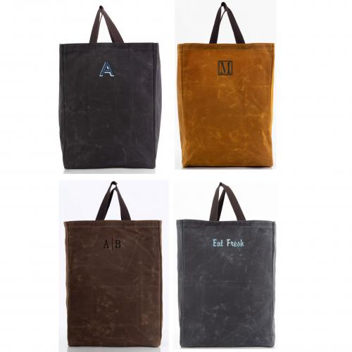 Monogrammed Waxed Canvas Market Tote  Apparel & Accessories > Handbags > Tote Handbags