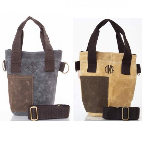 Personalized Waxed Canvas Wine Bottle Tote  Apparel & Accessories > Handbags > Tote Handbags