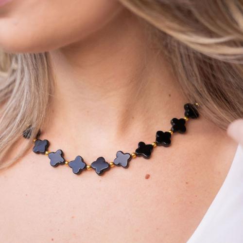 Lisi Lerch Black with Gold Lana Beaded Necklace Lisi Lerch Black Lana with Gold Beaded Necklace Apparel & Accessories > Jewelry > Necklaces