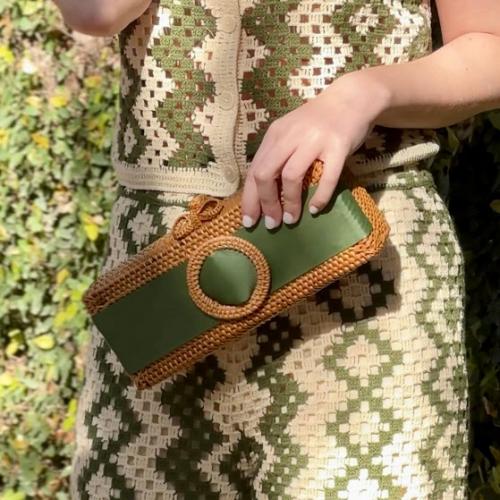 Lisi Lerch Colette Bali Round Sage Clutch Lisi Lerch Colette Bali Round Sage Clutch Apparel & Accessories > Handbags > Clutches & Special Occasion Bags
