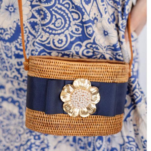 Lisi Lerch Charlotte Small Poppy and Pearl Pouf  Apparel & Accessories > Handbags > Clutches & Special Occasion Bags