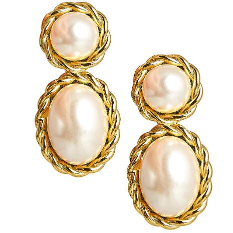 Lisi Lerch Jackie Pearl and Gold Roped Statement Earring  Apparel & Accessories > Jewelry > Earrings