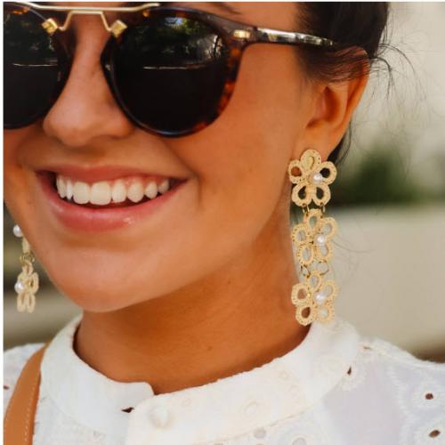 Lisi Lerch Lee Raffia Triple Flower Statement Earring  Apparel & Accessories > Jewelry > Earrings