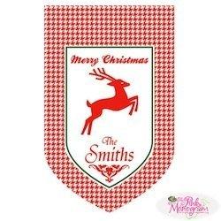 Monogrammed Christmas Reindeer Flag Christmas Reindeer Houndsthooth Home & Garden > Decor > Flags & Windsocks