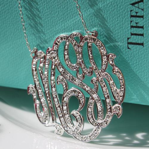 Monogrammed Diamond Necklace with CZ  Apparel & Accessories > Jewelry > Necklaces