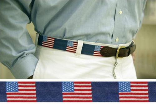 Smathers and Branson Needlepoint American Flag Belt -   Apparel & Accessories > Clothing Accessories > Belts