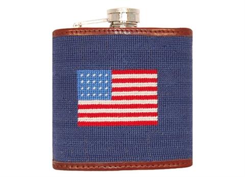 Smathers and Branson Needlepoint American Flag Flask - Monogram Option  Home & Garden > Kitchen & Dining > Food & Beverage Carriers > Flasks