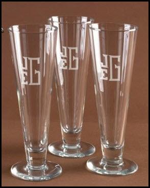 Personalized set of Four Pilsner Glasses  Home & Garden > Kitchen & Dining > Tableware > Drinkware > Tankards & Beer Steins