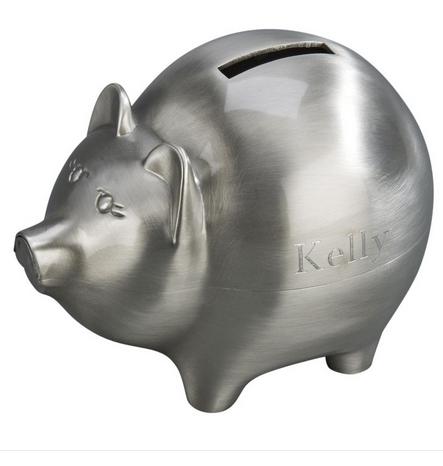 Personalized Pewter Piggy Bank  Home & Garden > Decor > Piggy Banks & Money Jars
