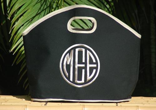 Queen Bea Monogrammed Bar Harbor Black Tote  Apparel & Accessories > Handbags > Tote Handbags
