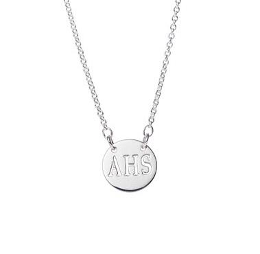 Personalized Silver 1/2" Round Pendant with Cut Out Letters Personalized Silver 1/2" Round Pendant with Cut Out Letters Apparel & Accessories > Jewelry > Necklaces