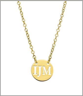 14 kt. Gold Initial Necklace  14 kt. Three Initial Disk on Chain Apparel & Accessories > Jewelry > Necklaces