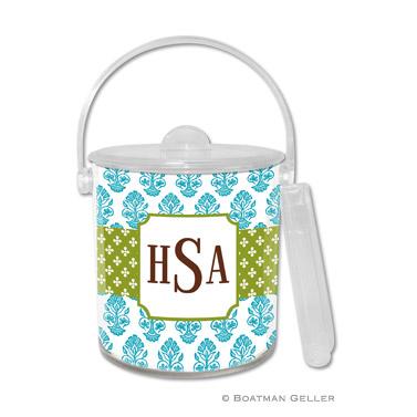 Boatman Geller Personalized Ice Bucket in Beti Teal Pattern  Home & Garden > Kitchen & Dining > Food & Beverage Carriers > Wine Buckets & Chillers