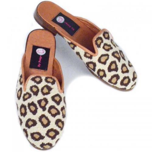 By Paige Needlepoint Ladies Leopard mules  Apparel & Accessories > Shoes > Clogs & Mules