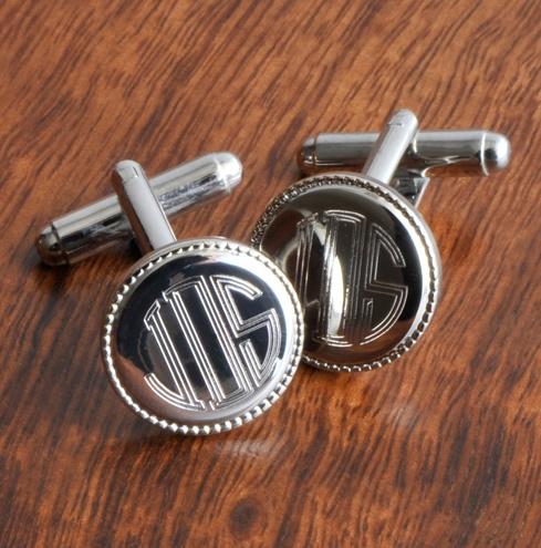 Personalized Cufflinks Men's Silver Round Beaded  Personlaized Cufflinks Men's Silver Round Beaded  Apparel & Accessories > Jewelry > Cufflinks