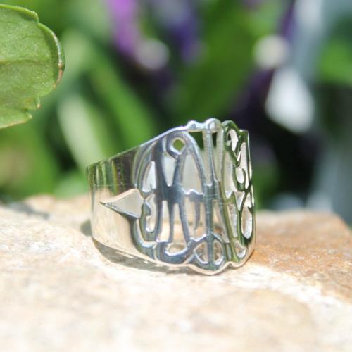 Monogrammed Hand Cut Script Ring 2 Sizes  Apparel & Accessories > Jewelry > Rings