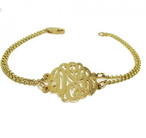 Monogrammed Double Chain Bracelet  from The Pink Monogram  Apparel & Accessories > Jewelry > Bracelets
