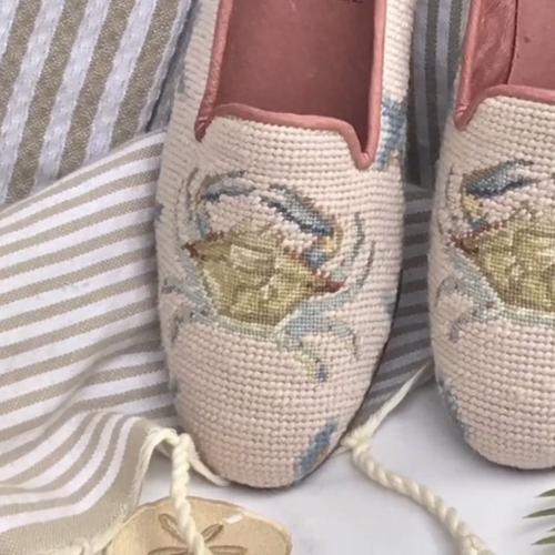 By Paige Ladies Crab Tan Needlepoint Loafers   Apparel & Accessories > Shoes > Loafers