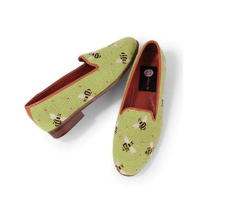By Paige Ladies Bumblebees on Lime Needlepoint Loafers  Apparel & Accessories > Shoes > Loafers