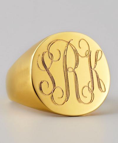 Monogrammed Engraved Signet Ring   Apparel & Accessories > Jewelry > Rings