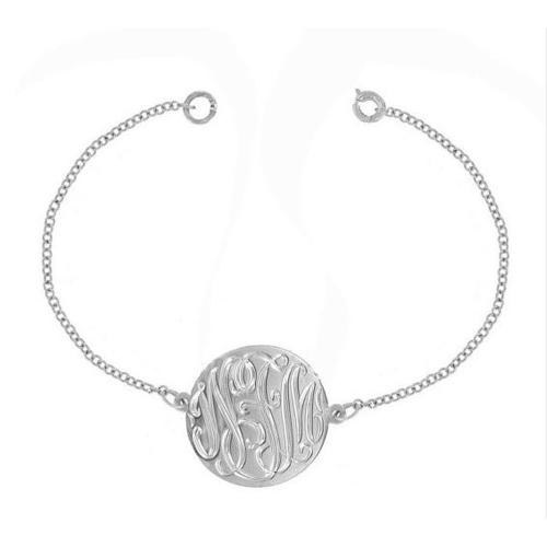 Hand Engraved Disc Bracelet on Chain from The Pink Monogram  Apparel & Accessories > Jewelry > Bracelets