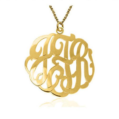 Monogrammed Script Solid 10 kt. Gold Pendent on Chain  Apparel & Accessories > Jewelry > Necklaces