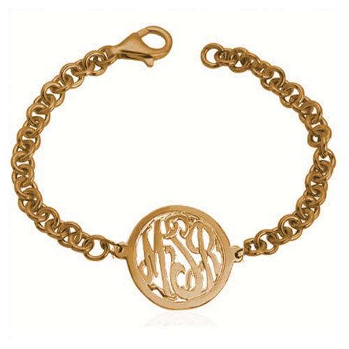 Monogrammed Chunky Bracelet with Bordered Script monogram  Apparel & Accessories > Jewelry > Bracelets