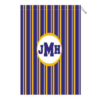 Monogram Laundry Bag with LSU Purple White and Gold Stripes Laundry Bag Purple Gold and White Stripes Home & Garden > Household Supplies > Laundry Supplies > Washing Bags & Baskets