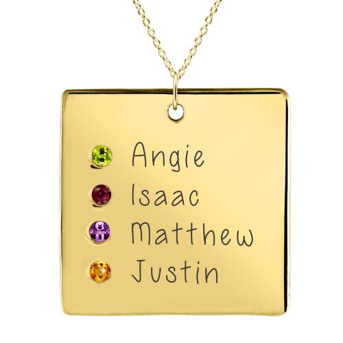  Mother's Square Pendant with Birthstones  Apparel & Accessories > Jewelry > Necklaces