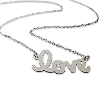 Love Script Necklace Silver or Gold  Apparel & Accessories > Jewelry > Necklaces