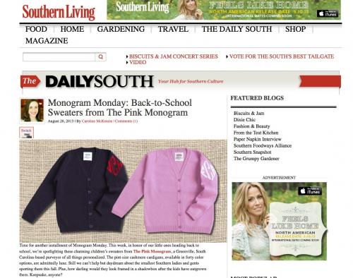 Monogram Monday with Southern Living Southern Living Daily South NULL