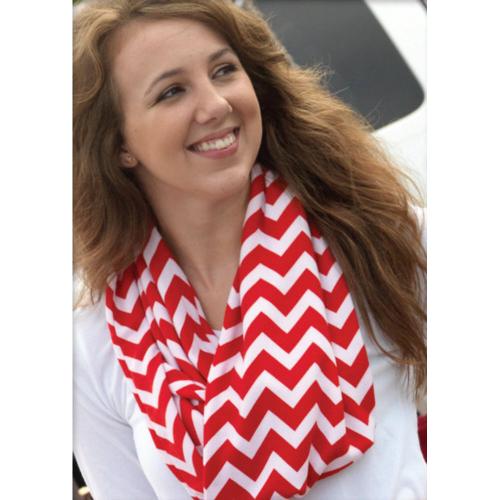 Clearance Sale Monogrammed Red Chevron Infinity Scarf