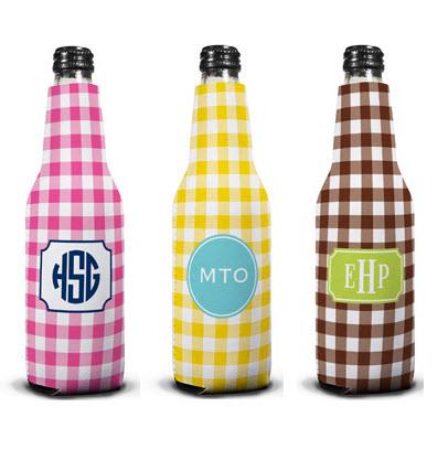 Personalized Classic Check Bottle Koozie by Boatman Geller  Home & Garden > Kitchen & Dining > Food & Beverage Carriers > Drink Sleeves > Can & Bottle Sleeves