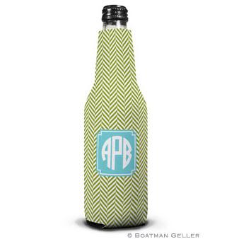 Personalized Herringbone Jungle Bottle Koozie by Boatman Geller  Home & Garden > Kitchen & Dining > Food & Beverage Carriers > Drink Sleeves > Can & Bottle Sleeves