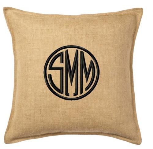 Monogrammed Burlap Pillow From The Pink Monogram